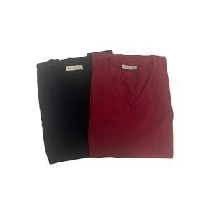 Active Basic V-Neck T-Shirts Bundle Black & Wine